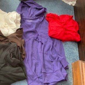 5 VICTORIA SECRET V NECK HOODIES/ LARGE/RED/WTE/BK/BRN /PURPLE